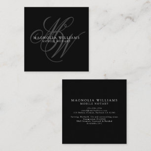 Monogram Minimalist Public Notary Square Business Card