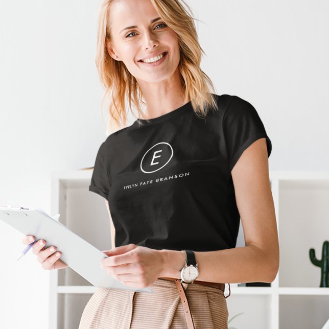 Monogram Minimalist Simple Initial Name T-Shirt (Creator Uploaded)