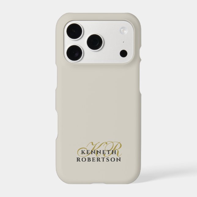 Monogram Minimalist Stone Sand Gold Gray Men Chic (Back)