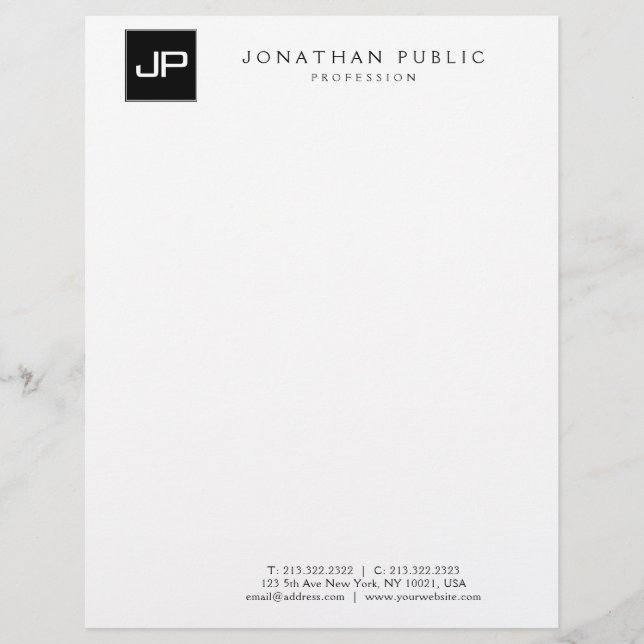 Monogram Minimalist Template Modern Trendy Classy Custom Letterhead (Front)