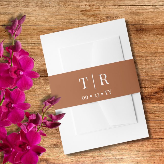 Monogram Minimalist Terracotta Wedding Invitation Belly Band (Creator Uploaded)