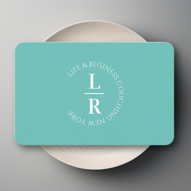 Monogram, minimalist turquoise business card (Monogram, minimalist turquoise business business card)