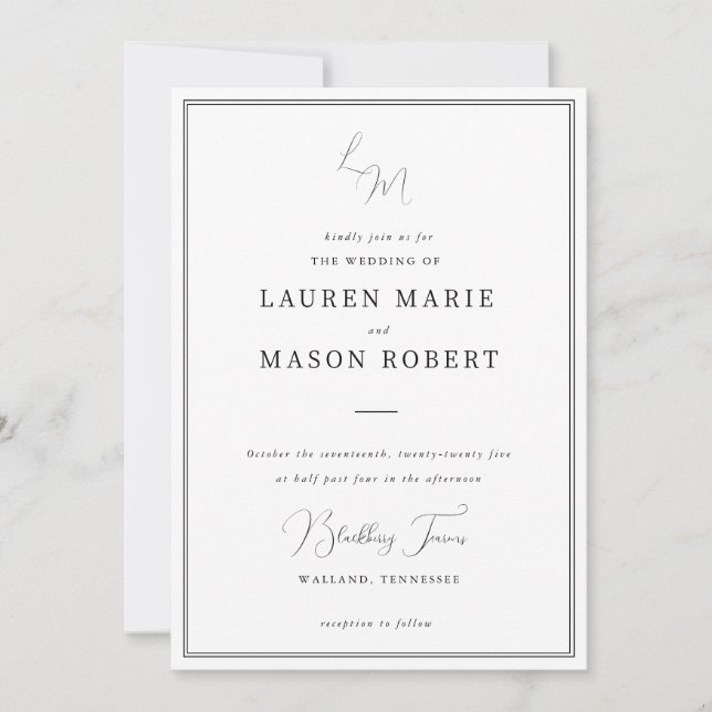 Monogram Minimalist Wedding Invitation (Front)