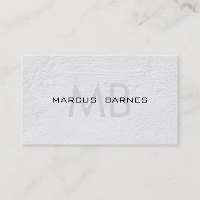 Monogram Minimalist White Texture Business Card (Front)