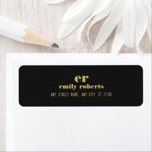 Monogram Minimalistic Black Linen Gold Typography