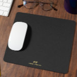 Monogram Minimalistic Black Linen Gold Typography Mouse Mat<br><div class="desc">A simple,  stylish custom monogram design in a light-grey modern minimalist typography on a dark-grey linen texture image background. The gpld tones,  monogram initials,  and name can easily be personalised to make a design as unique as you are! This is a perfect gift or accessory for any occasion.</div>