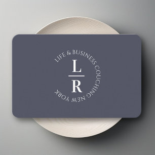Monogram, minimalistic blue-grey business card