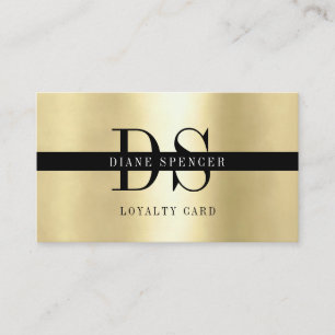 Monogram, minimalistic gold black  loyalty card