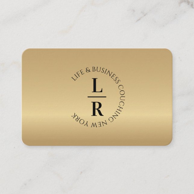Monogram, minimalistic Gold Business Card (Front)