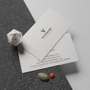 Monogram Minimalistic Grey Linen Calling Card