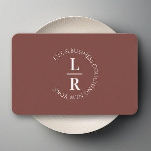 Monogram, minimalistic red-brown Business Card