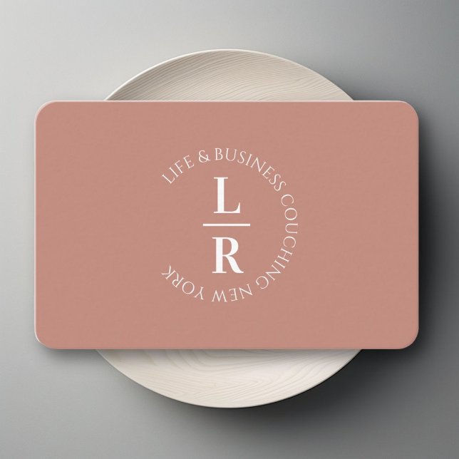 Monogram, minimalistic rust brown business card (Monogram, minimalistic red brown business business card)