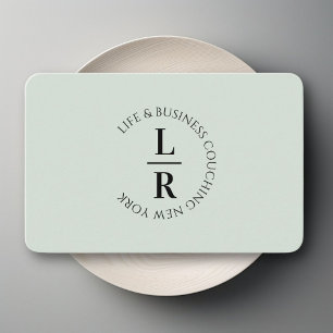 Monogram, minimalistic Soft Green Business Card