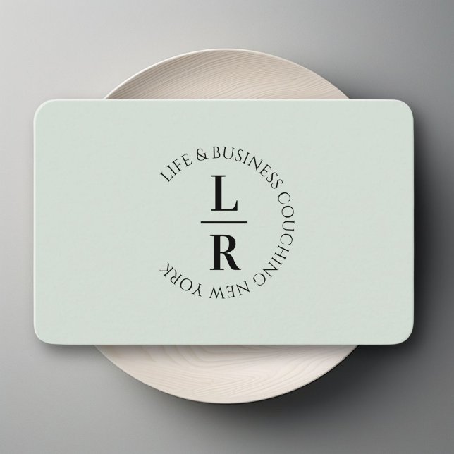 Monogram, minimalistic Soft Green Business Card (Monogram, minimalistic Soft Green Business Business Card)