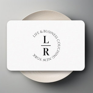 monogram, minimalistic white black business business card