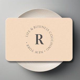 Monogram, Minimum Beige Business Card