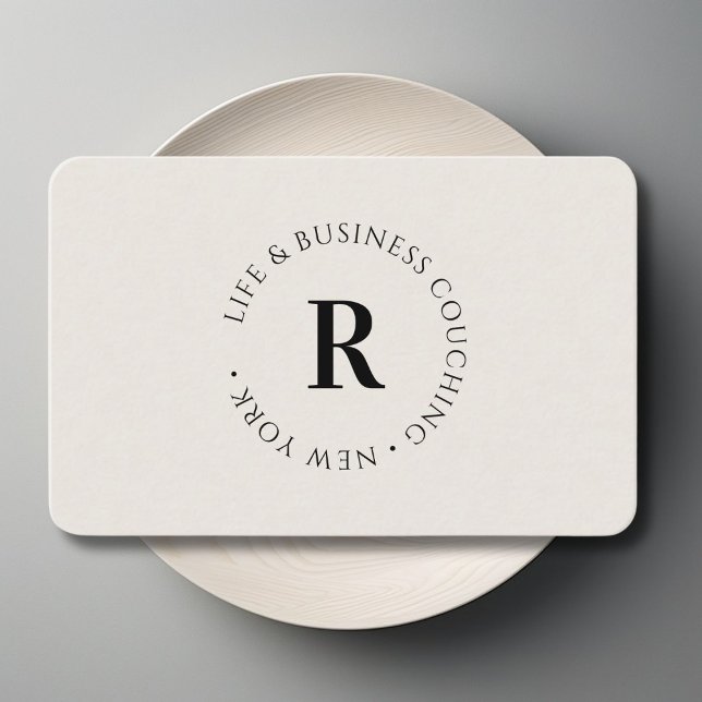 Monogram, Minimum Beige  Business Card (Monogram, Minimum Beige Business Card)