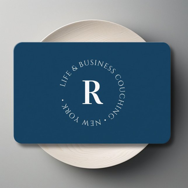 Monogram, Minimum Blue  Business Card (Monogram, Minimum Blue Business Card)