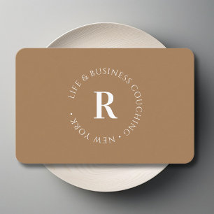 Monogram, Minimum Brown Business Card