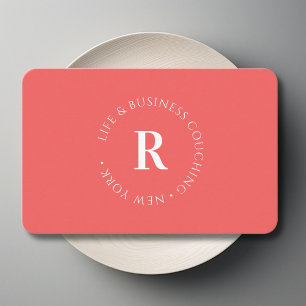 Monogram, Minimum Coral Business Business Card