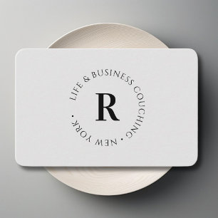 Monogram, Minimum Grey Business Card