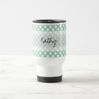 Monogram Mint Green Cute Chic Polka Dot Pattern
