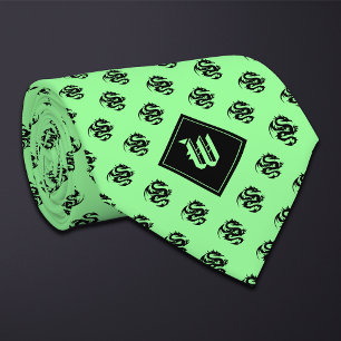 Monogram Mint Green Dragon Tie