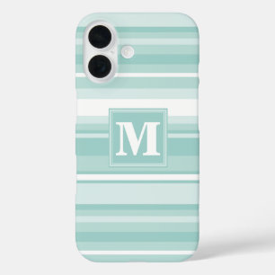 Monogram mint green stripes iPhone 16 case