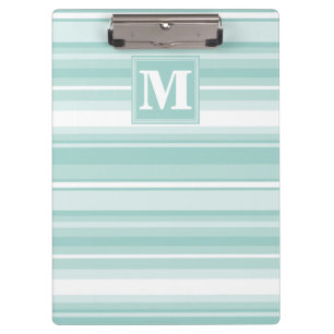 Monogram mint green stripes clipboard