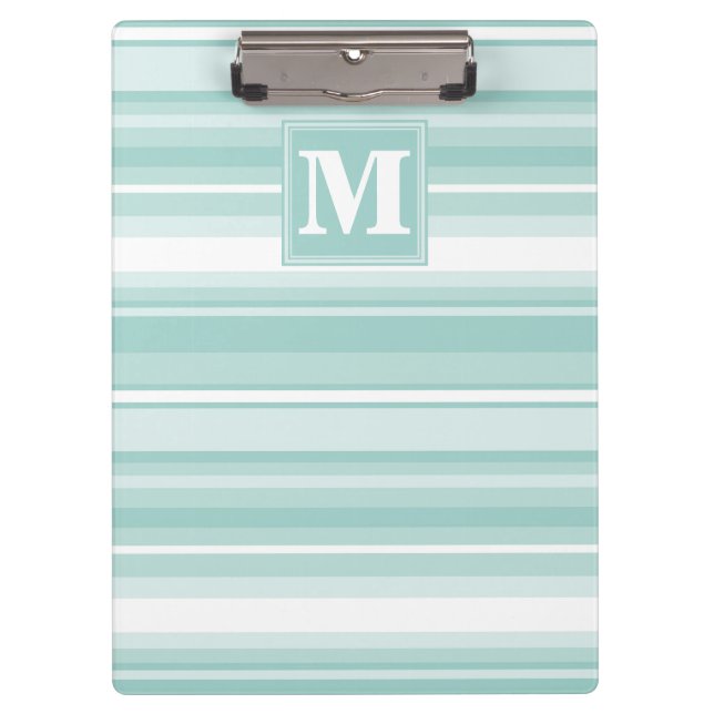 Monogram mint green stripes clipboard (Front)