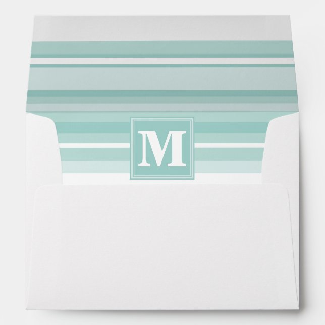 Monogram mint green stripes envelope (Back (Bottom))