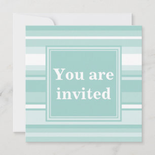 Monogram mint green stripes invitation