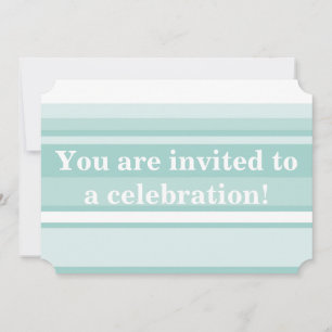 Monogram mint green stripes invitation