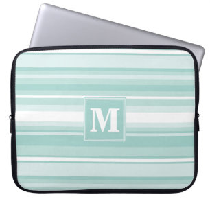 Monogram mint green stripes laptop sleeve