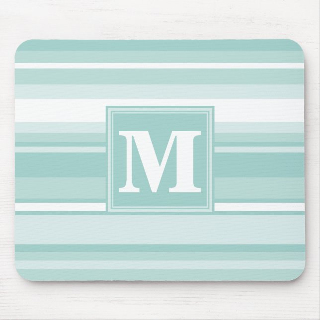 Monogram mint green stripes mouse mat (Front)
