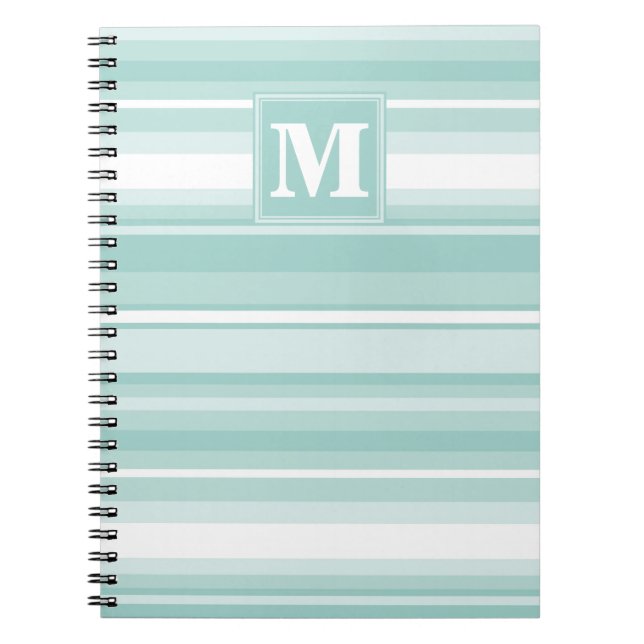Monogram mint green stripes notebook (Front)