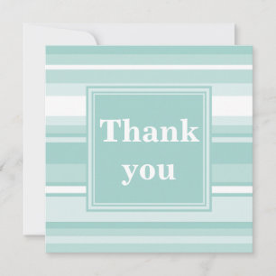 Monogram mint green stripes thank you card