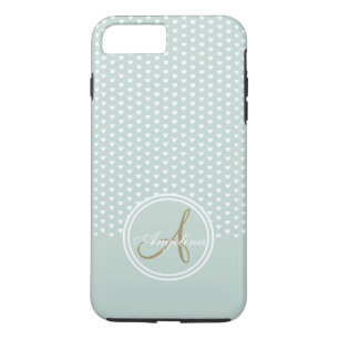 Monogram Mint Hearts iPhone 8 Plus/7 Plus Case
