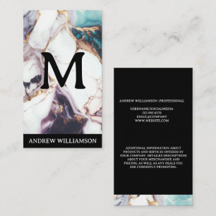 Monogram Mixed Marble Lux Business Card