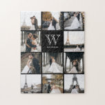 Monogram Modern 9 Photo Collage Jigsaw Puzzle<br><div class="desc">Add 11 photos of your family or wedding day and add your custom monogram. Everyone will have fun putting this puzzle together.</div>