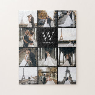 Monogram Modern 9 Photo Collage Jigsaw Puzzle