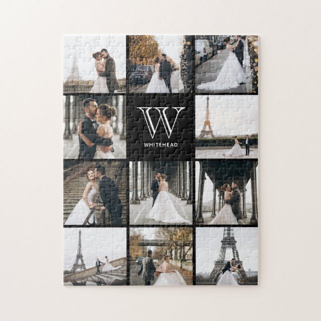 Monogram Modern 9 Photo Collage Jigsaw Puzzle (Vertical)
