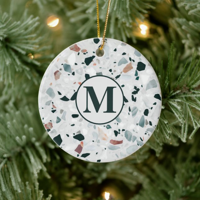 Monogram Modern Abstract Terrazzo Pattern Ceramic Tree Decoration (Tree)