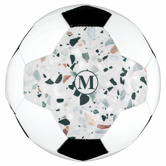 Monogram Modern Abstract Terrazzo Pattern Football (Front)