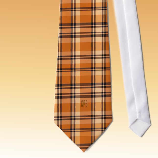 Monogram Modern Autumn-Fall Plaid Pattern Necktie (Creator Uploaded)