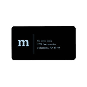 Monogram Modern Black Blue Family Label