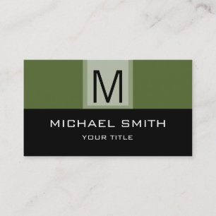 Monogram Modern Black & Deep spring bud Background Business Card