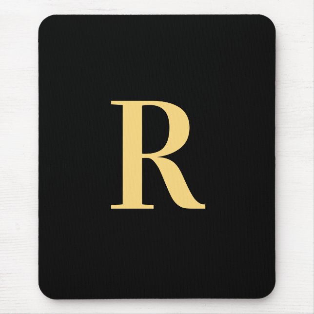 Monogram Modern Black Gold Mouse Mat (Front)