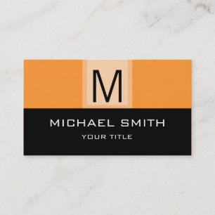 Monogram Modern Black & Orange Background Business Card