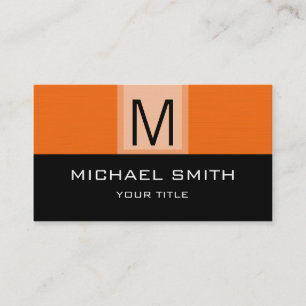Monogram Modern Black & Orange Background Business Card